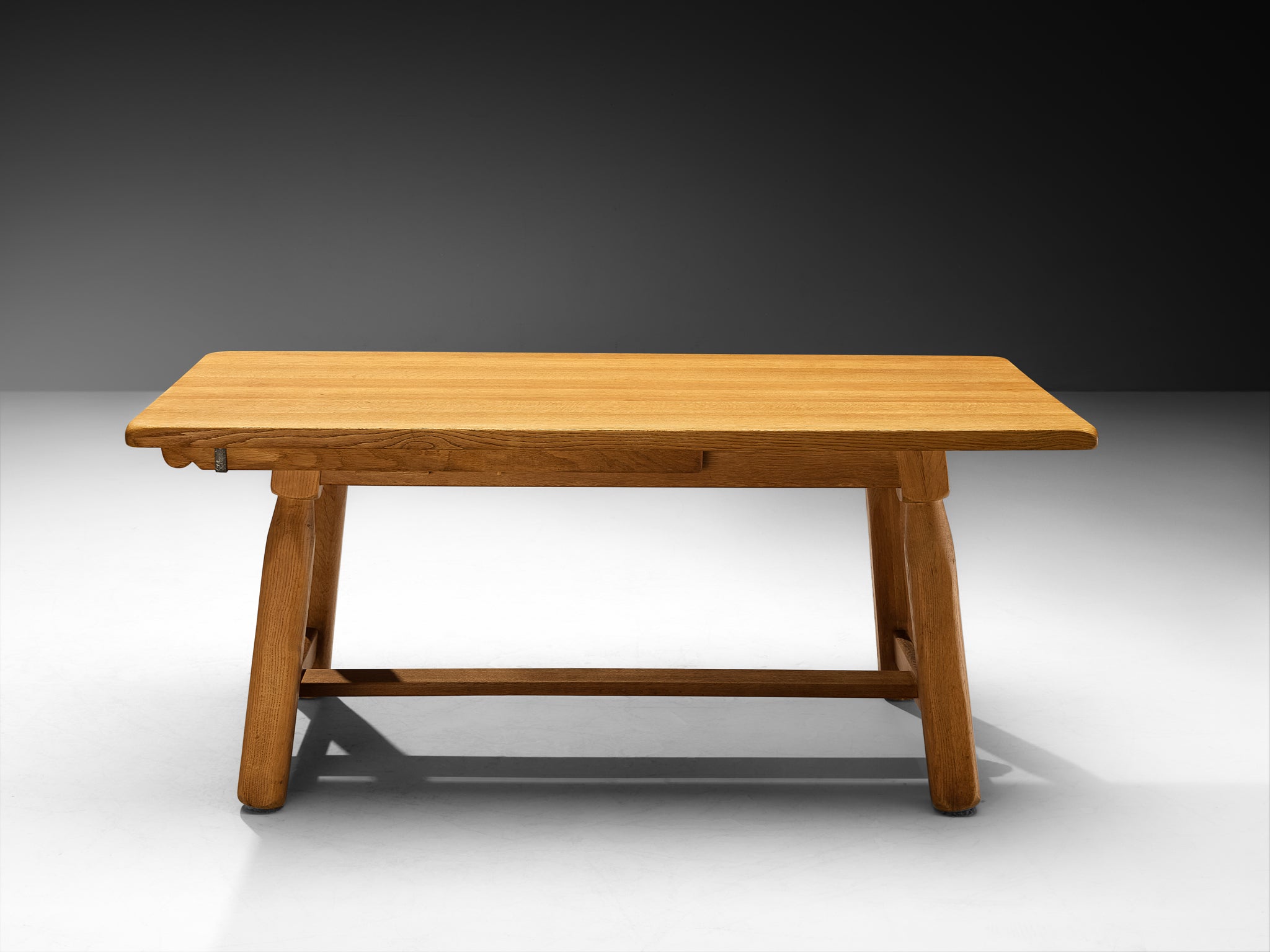 1950s French Brutalist Extendable Dining Table in Solid Oak Tables Morentz