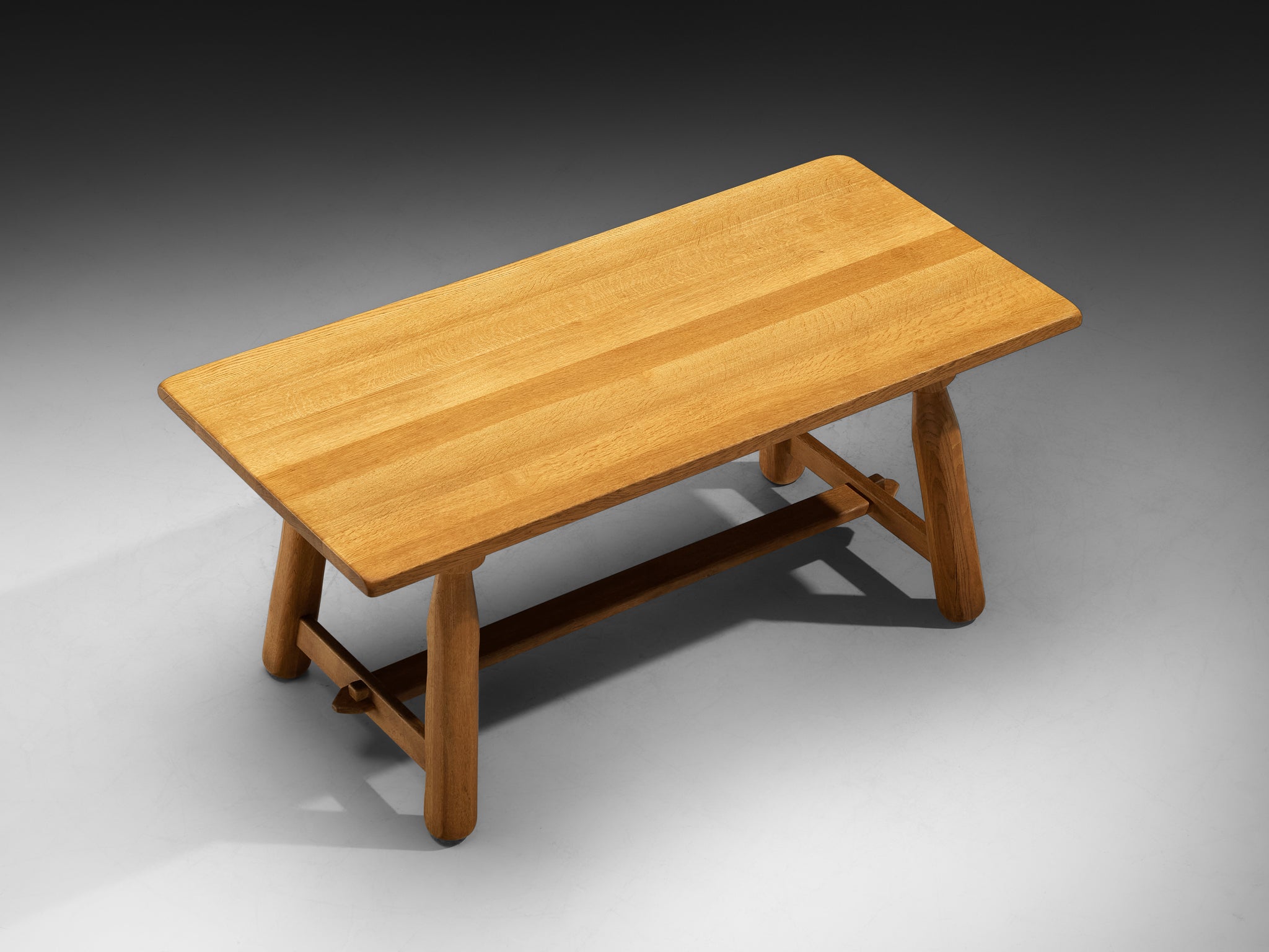 1950s French Brutalist Extendable Dining Table in Solid Oak Tables Morentz