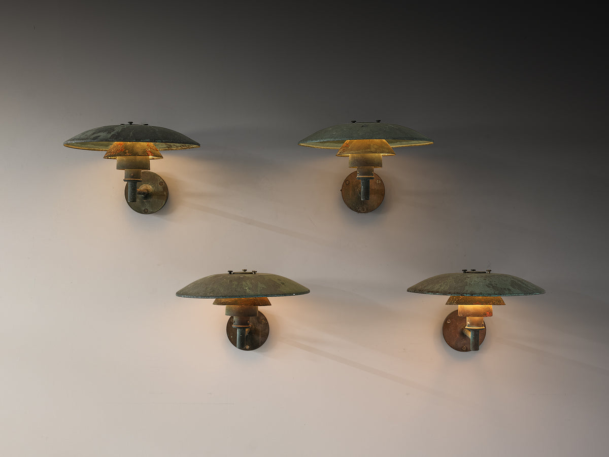 Poul Henningsen for Louis Poulsen 'PH 4.5/3' Patinated Copper Wall Lights Lighting Morentz
