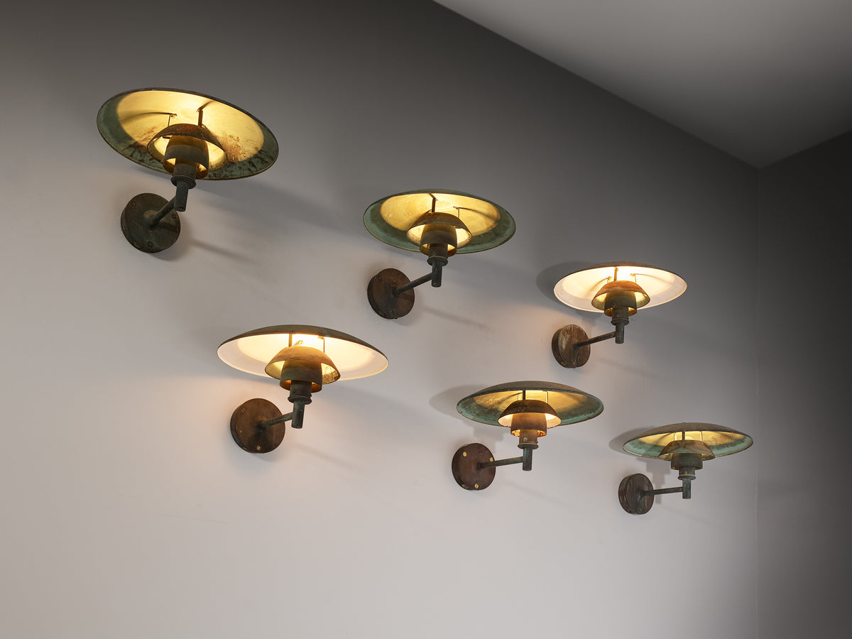 Poul Henningsen for Louis Poulsen 'PH 4.5/3' Patinated Copper Wall Lights Lighting Morentz