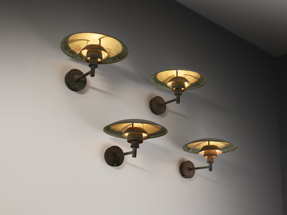 Poul Henningsen for Louis Poulsen 'PH 4.5/3' Patinated Copper Wall Lights Lighting Morentz