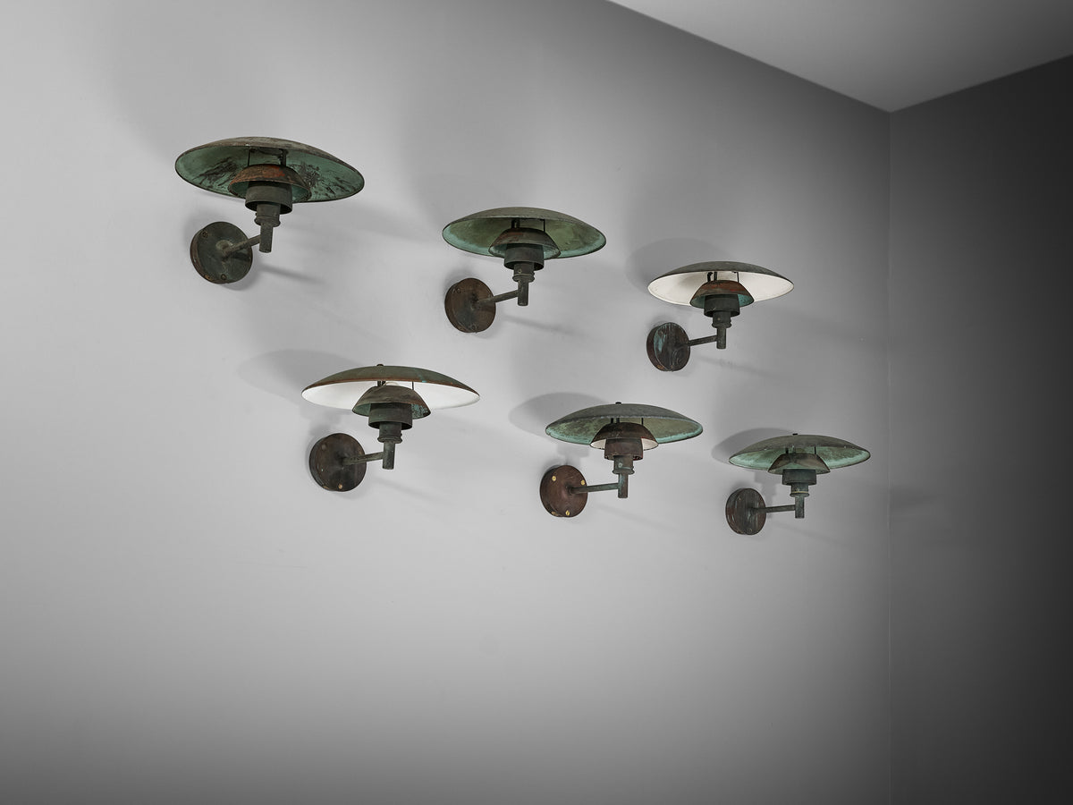 Poul Henningsen for Louis Poulsen 'PH 4.5/3' Patinated Copper Wall Lights Lighting Morentz