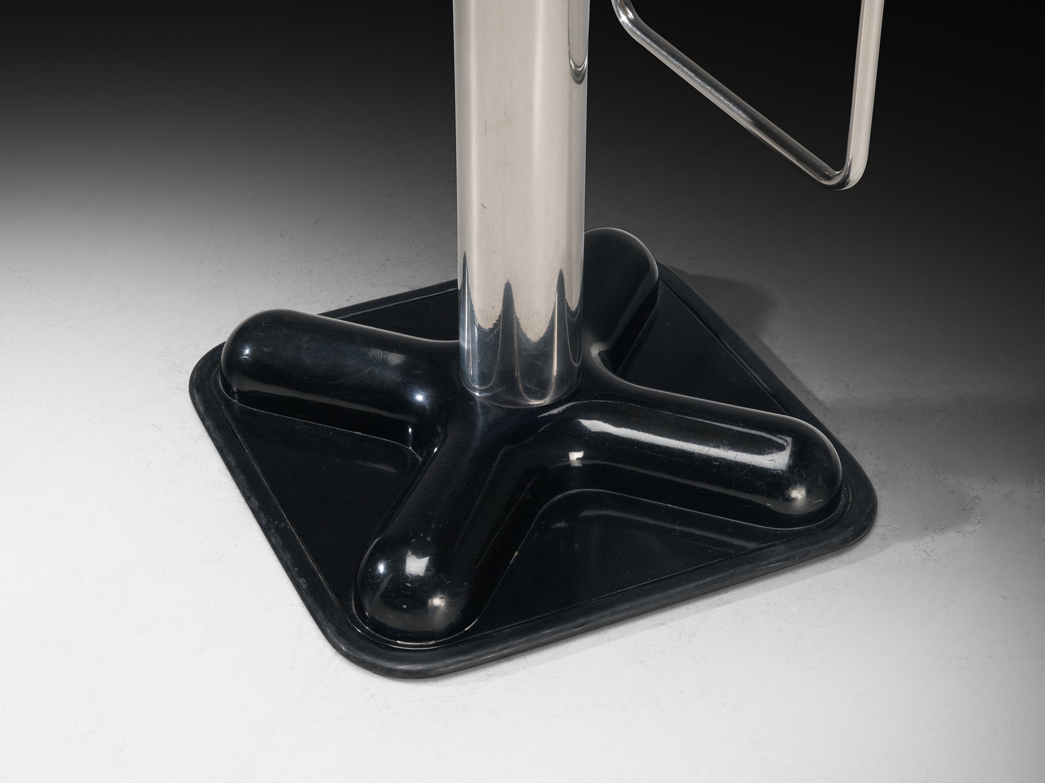 Joe Colombo for Zanotta Pair of 'Birillo' Swivel Bar Stools in Stainless Steel Seating Morentz