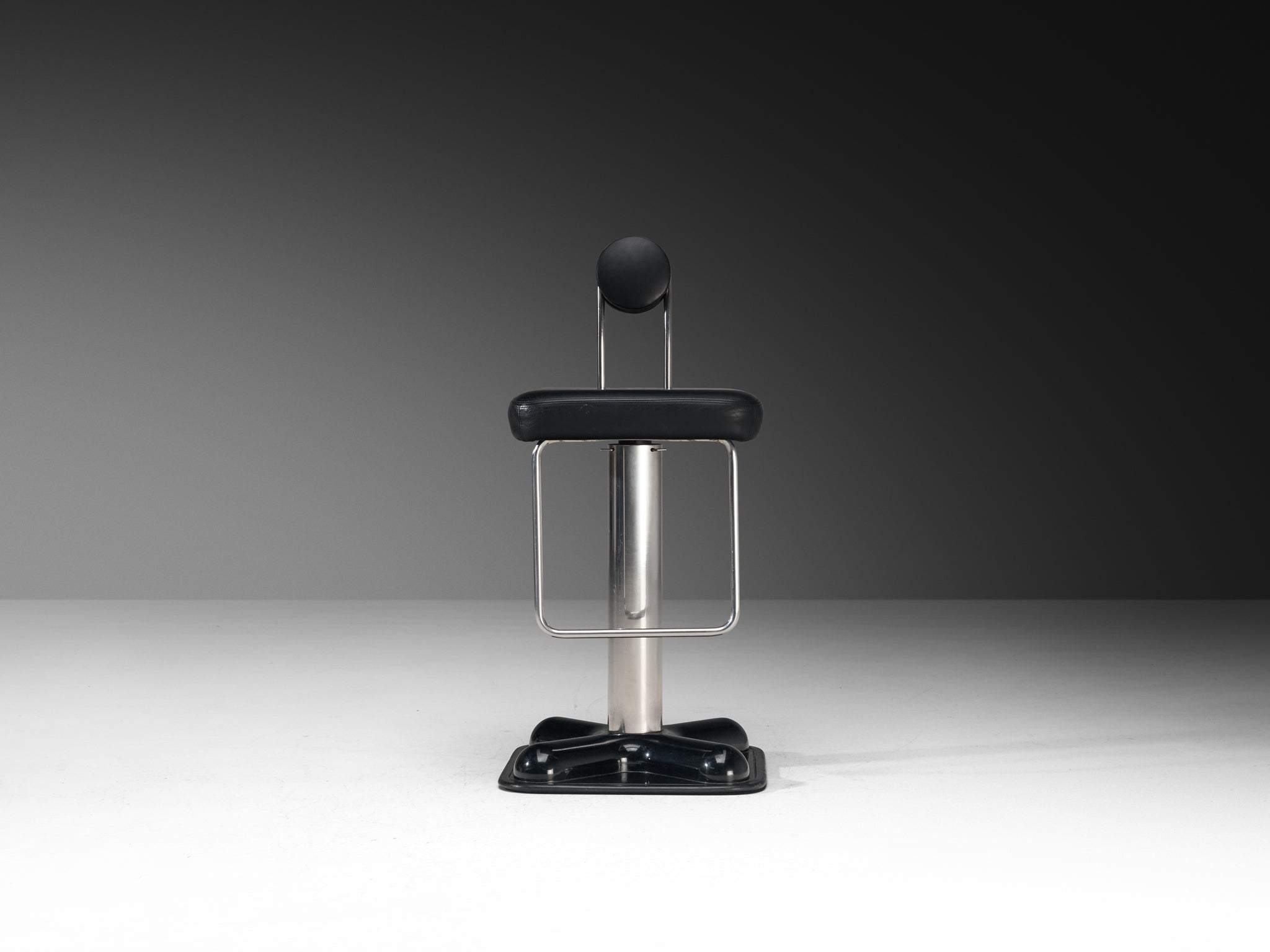 Joe Colombo for Zanotta Pair of 'Birillo' Swivel Bar Stools in Stainless Steel Seating Morentz