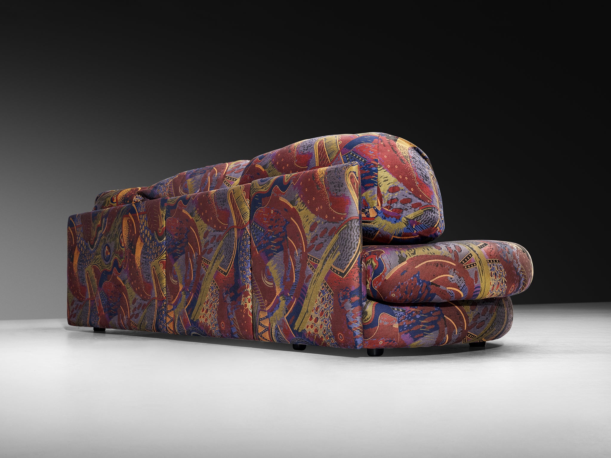 Wiener Werkstätten 1970s Modular Organic Sofa in Colorful Fabric Seating Morentz