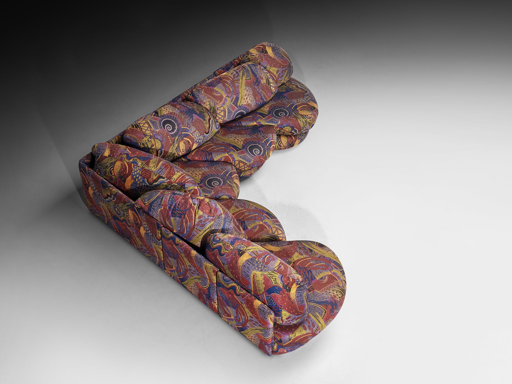 Wiener Werkstätten 1970s Modular Organic Sofa in Colorful Fabric Seating Morentz