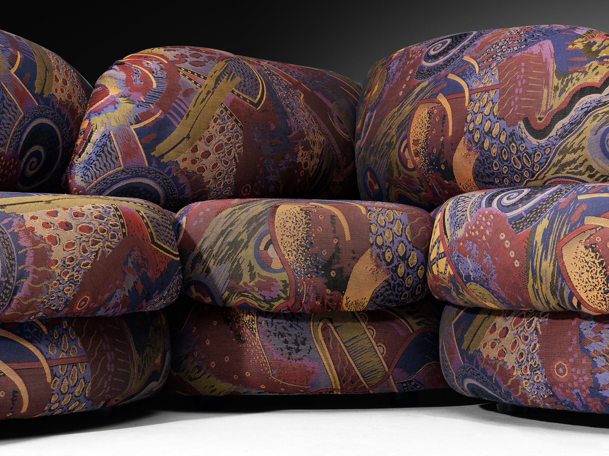 Wiener Werkstätten 1970s Modular Organic Sofa in Colorful Fabric Seating Morentz