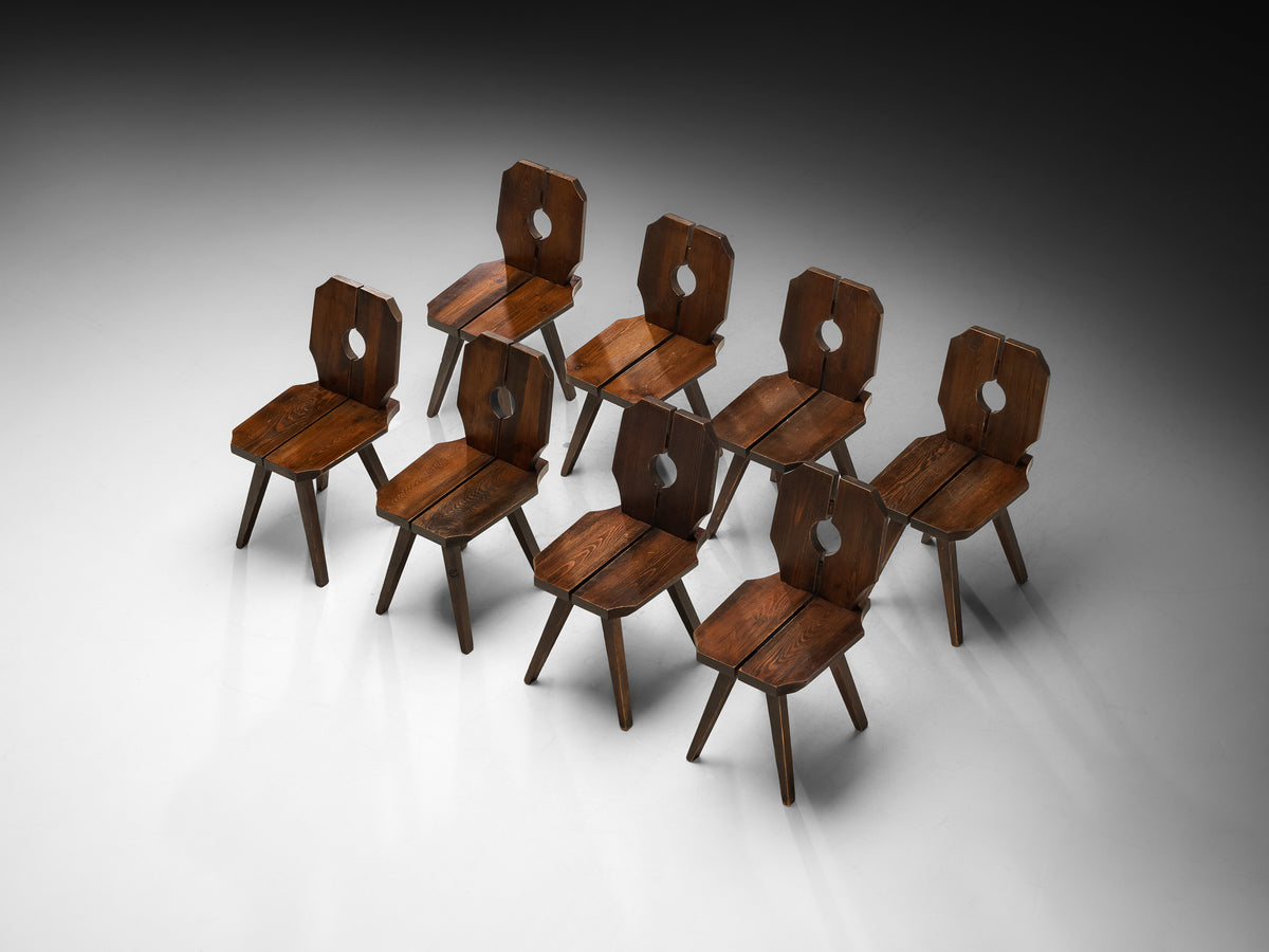Chalet Inspired Sculptural Dining Chairs in Pine Seating Morentz
