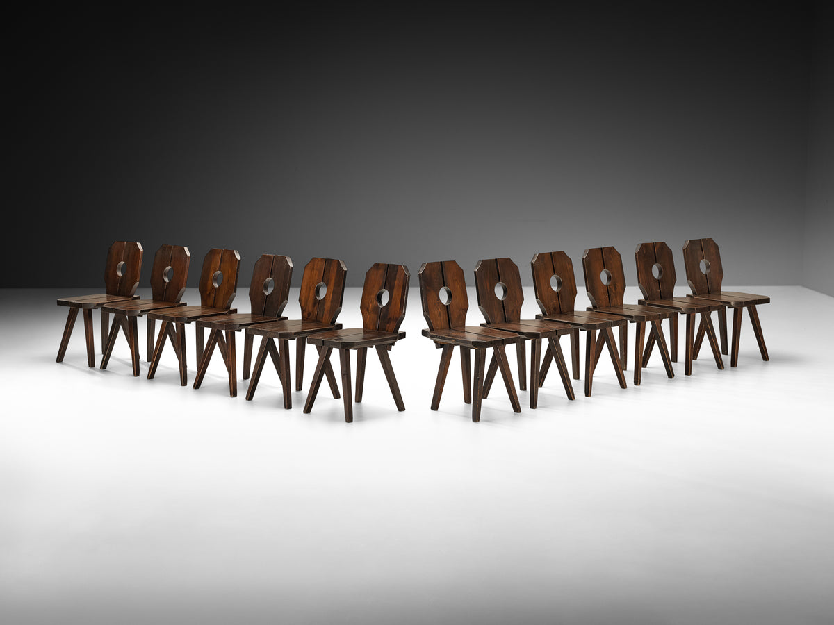 Chalet Inspired Sculptural Dining Chairs in Pine Seating Morentz