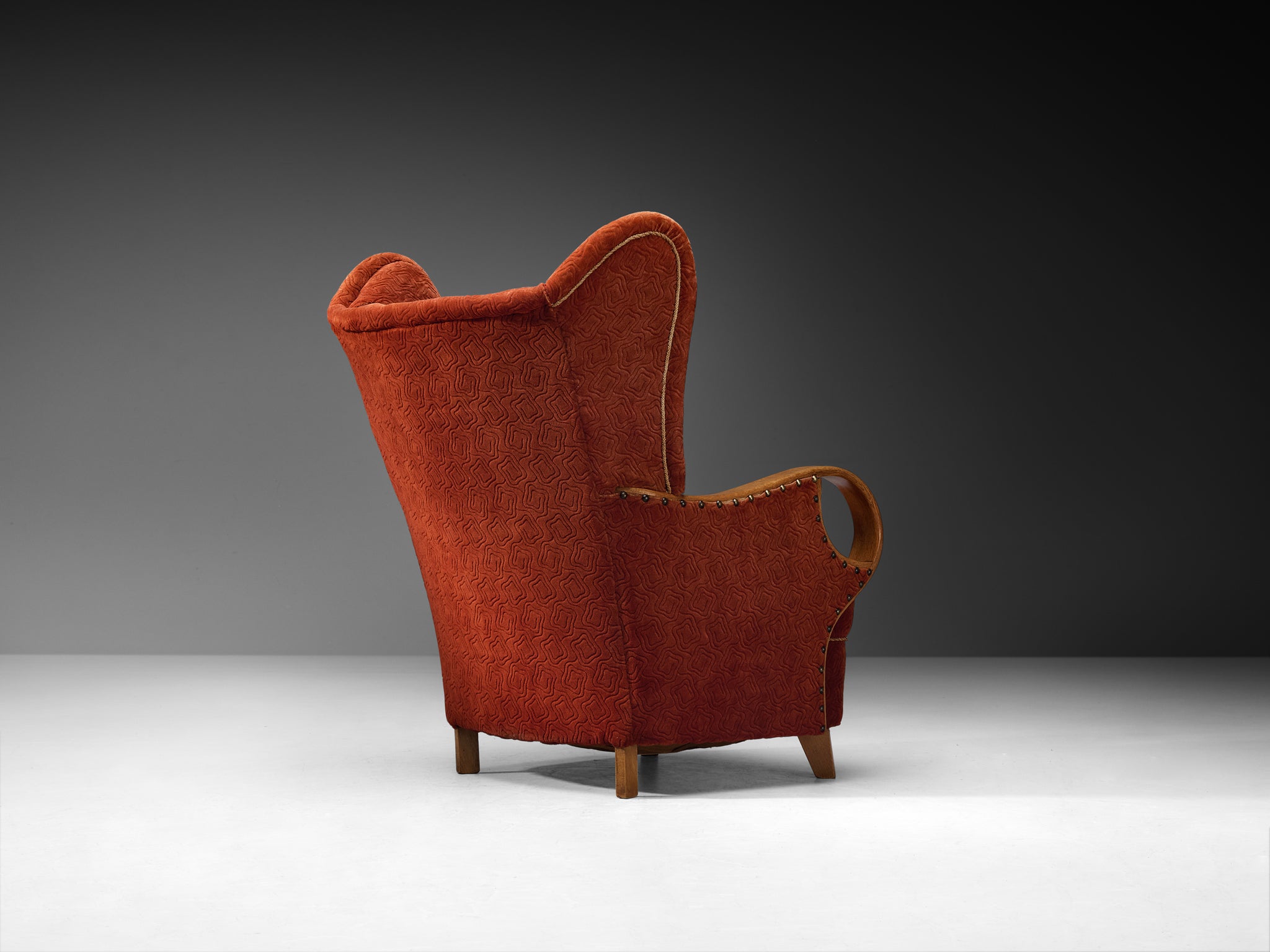 1950s Lounge Chair with Wing-Shaped Ears and Curved Armrests Seating Morentz