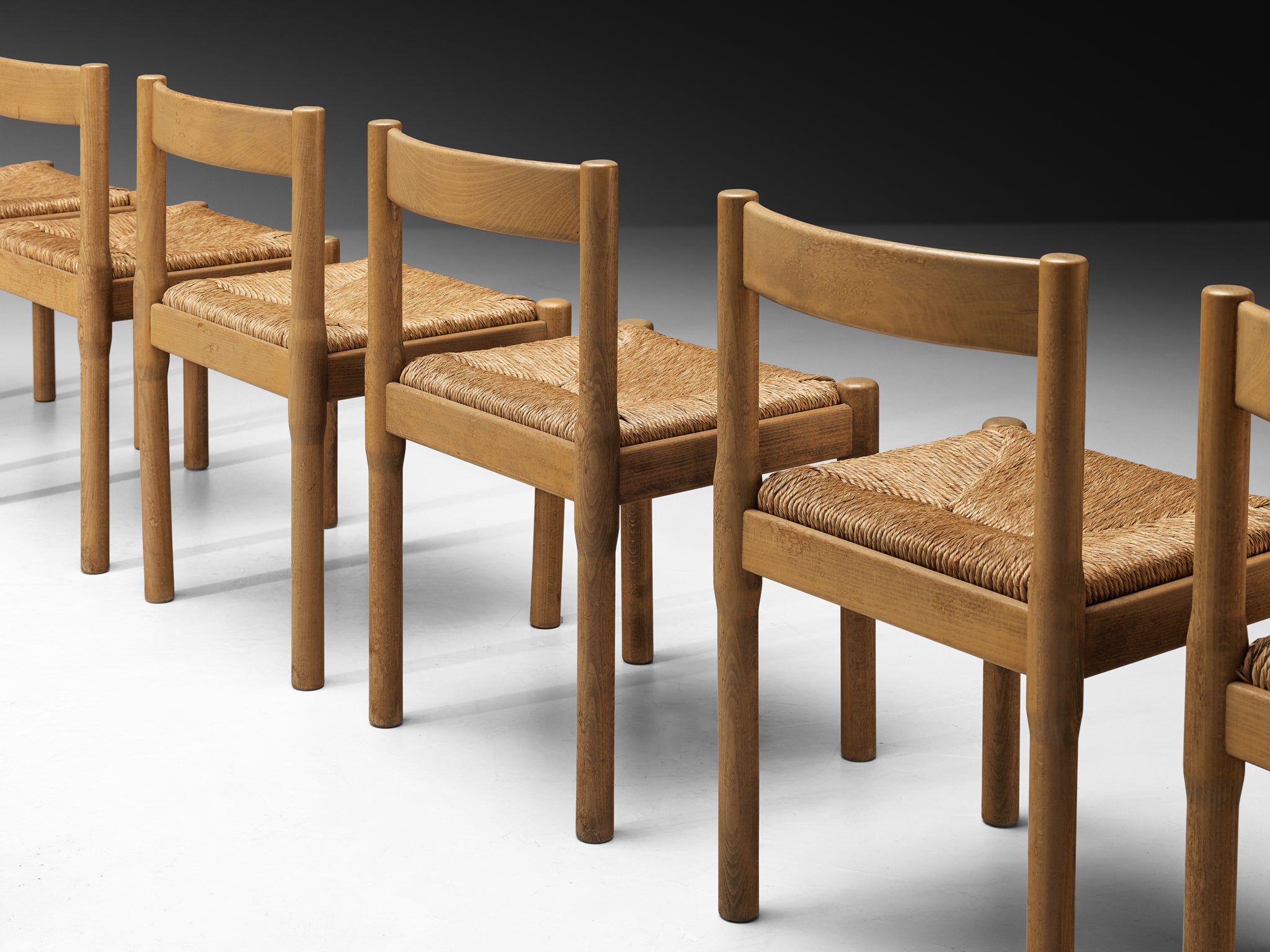 Early Vico Magistretti for Mario Luigi Comi Set of Eight Carimate Dining Chairs Seating Morentz