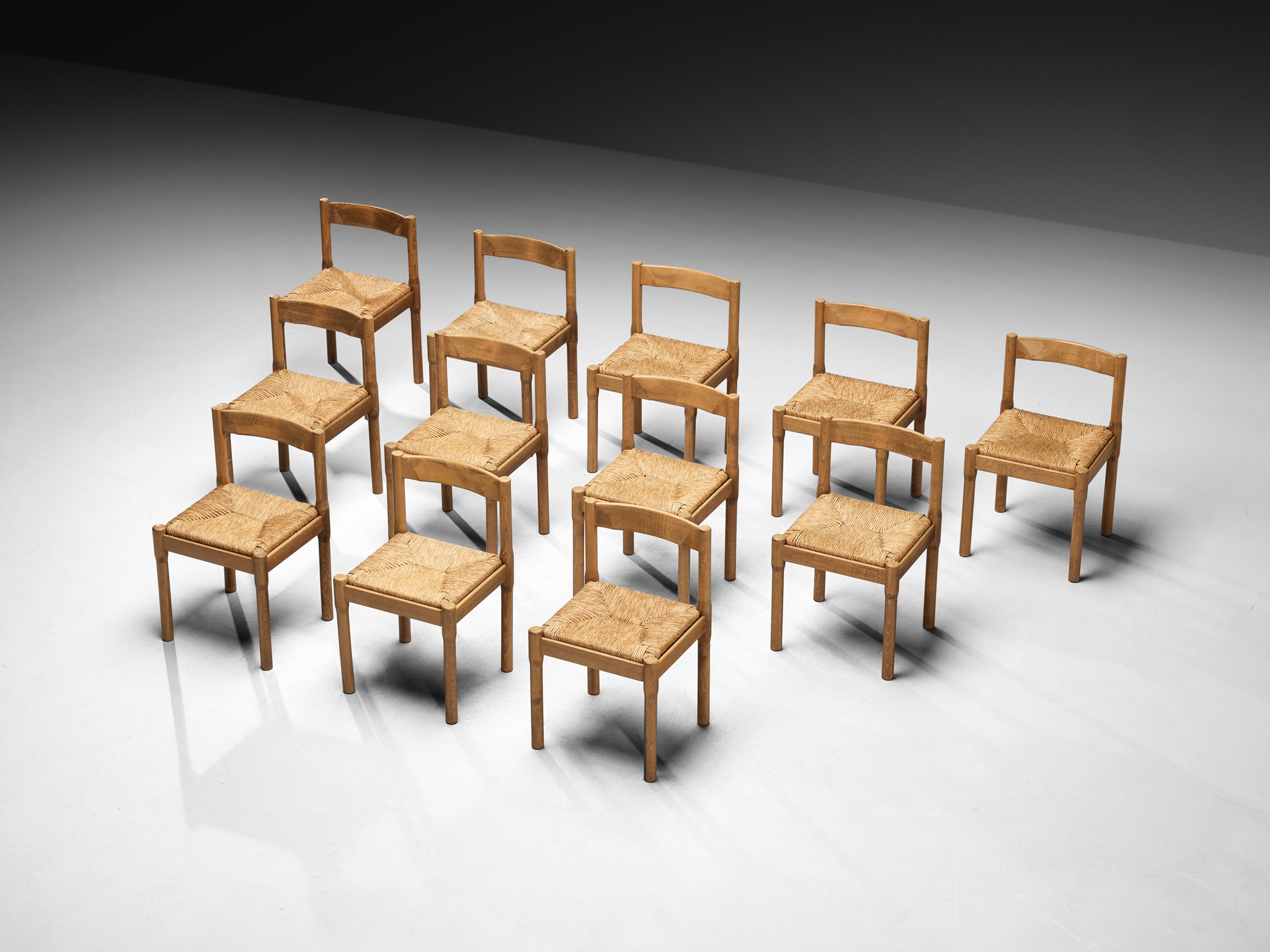 Early Vico Magistretti for Mario Luigi Comi 'Carimate' Dining Chairs in Wood Seating Morentz