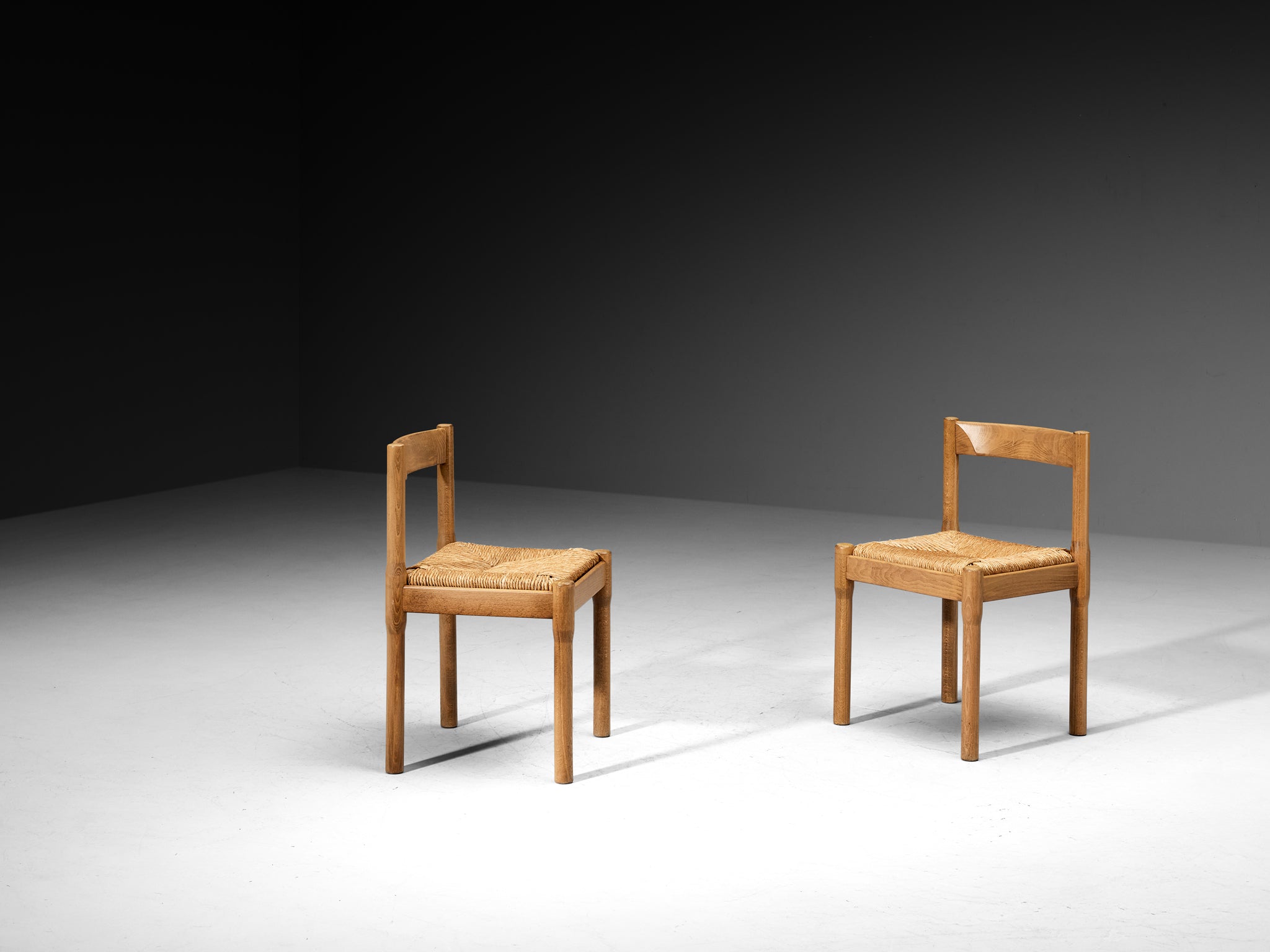 Early Vico Magistretti for Mario Luigi Comi 'Carimate' Dining Chairs in Wood Seating Morentz