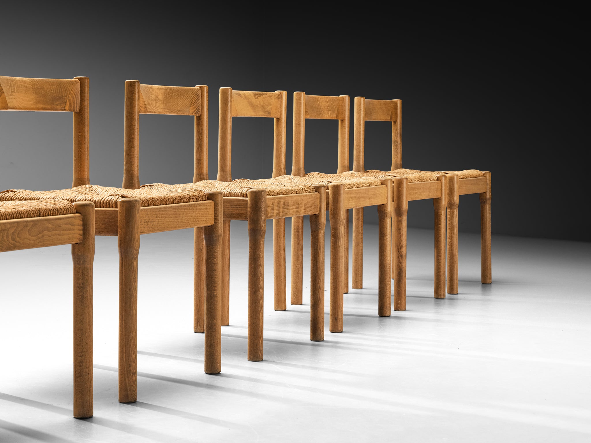 Early Vico Magistretti for Mario Luigi Comi 'Carimate' Dining Chairs in Wood Seating Morentz