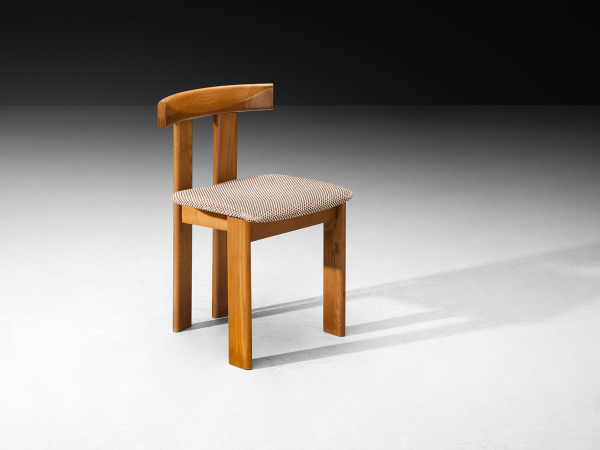 Luigi Vaghi for Former Set of Eight Dining Chairs in Ash Checkered Fabic Seating Morentz