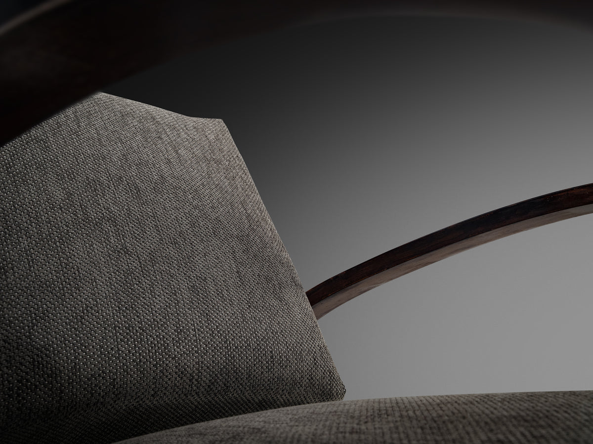 Pair of Art Deco Lounge Chairs with Sculptural Wooden Curved Armrests Seating Morentz