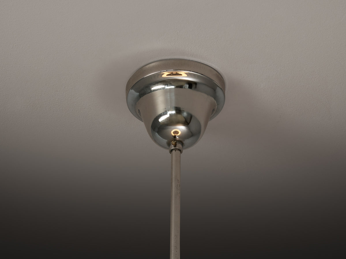 Swedish Scandinavian Modern Saturnus Lamp in Chromed Steel and Glass Lighting Morentz
