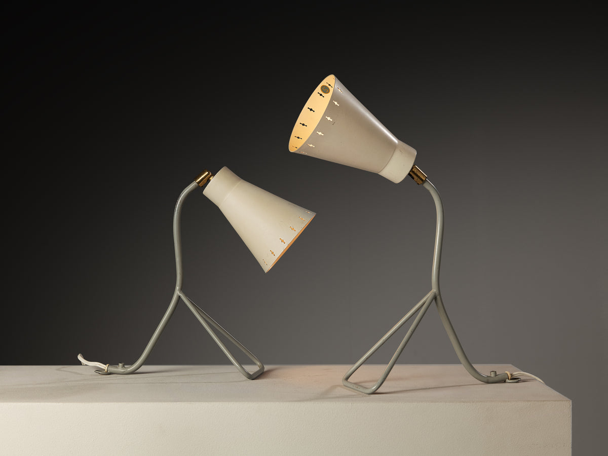 Pair of Swedish Multipurpose Lamps in Steel and Brass Lighting Morentz