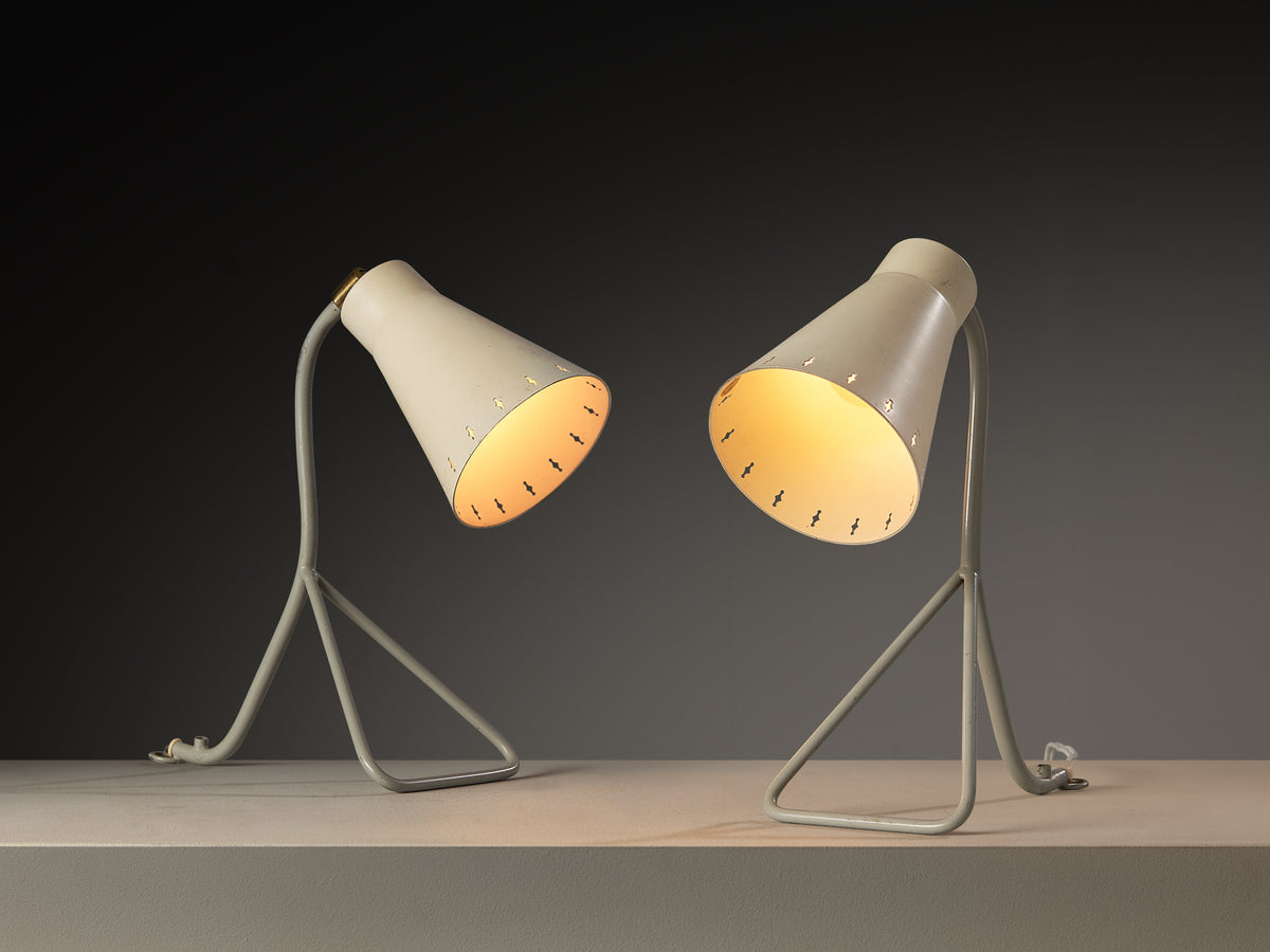 Pair of Swedish Multipurpose Lamps in Steel and Brass Lighting Morentz