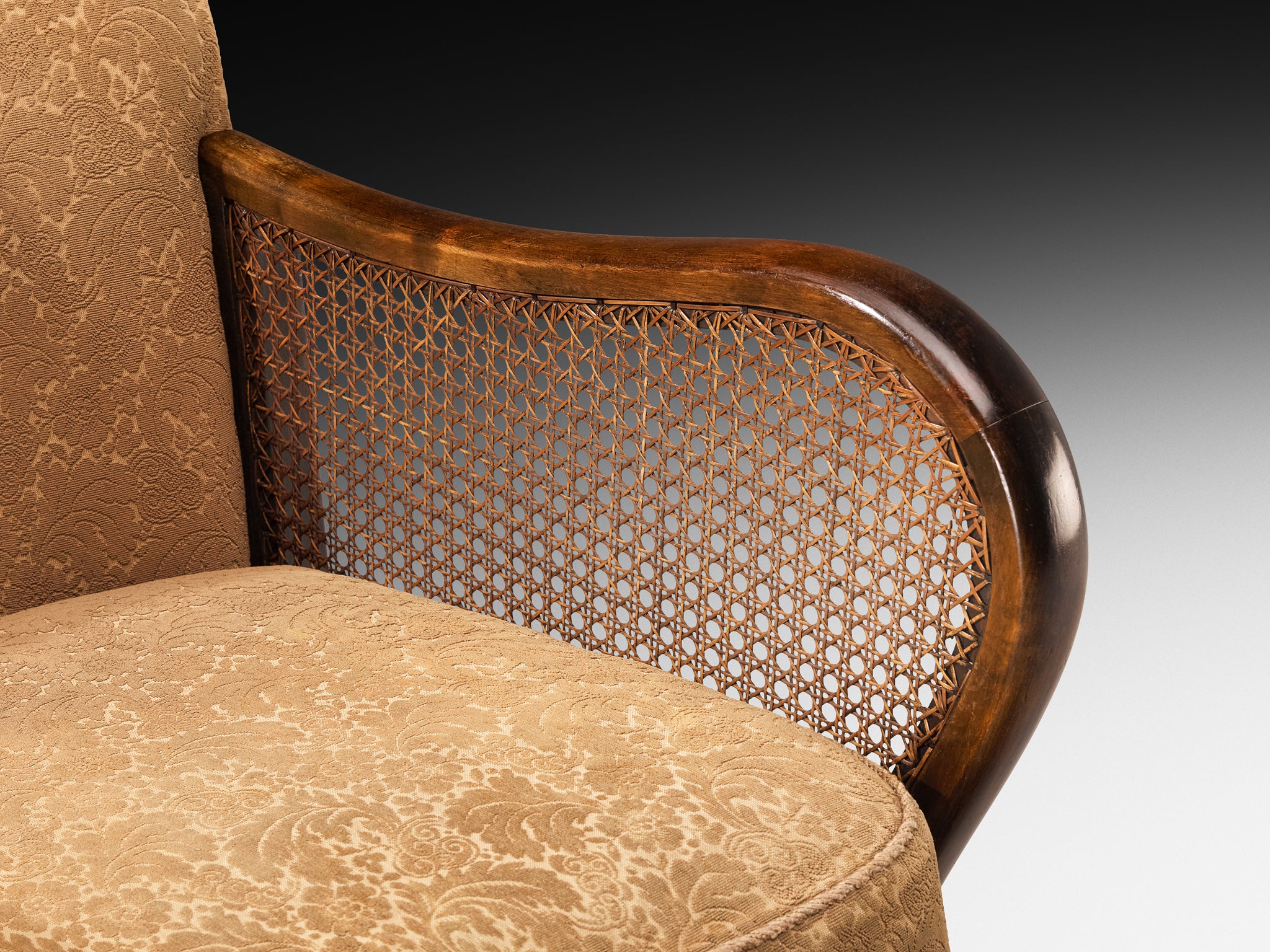 Mid-Century Lounge Chair in Cane and Walnut Seating Morentz