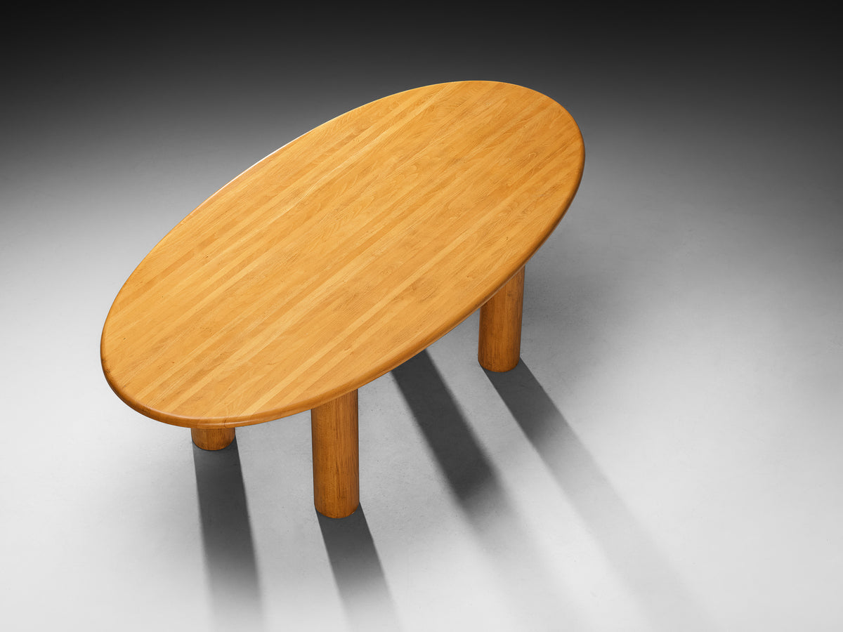 Post-Modern French Oval Dining Table with Cylindrical Legs Tables Morentz