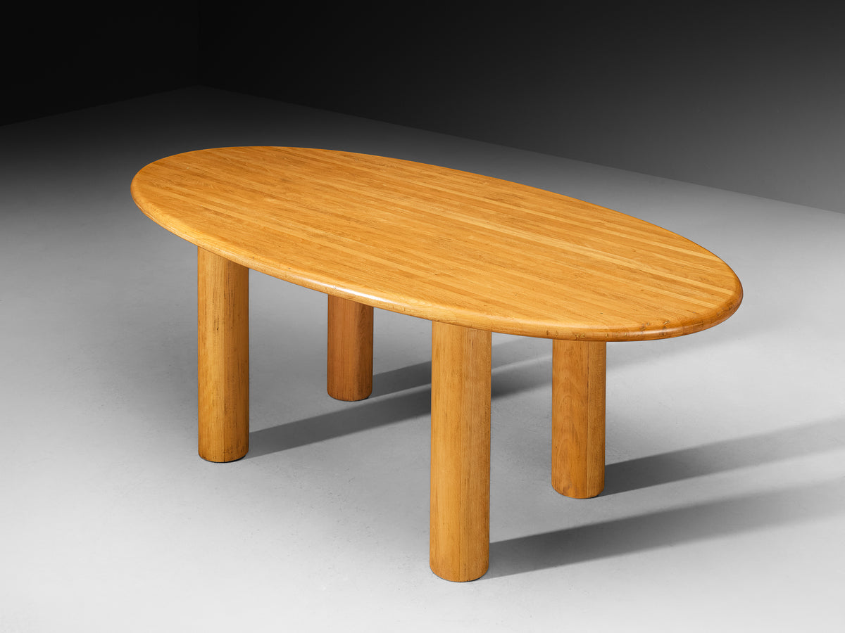 Post-Modern French Oval Dining Table with Cylindrical Legs Tables Morentz