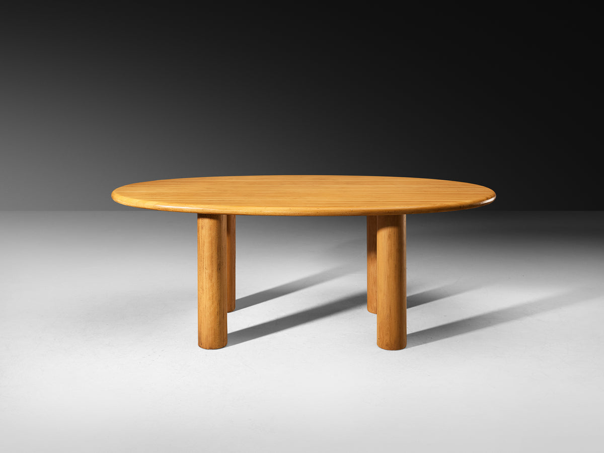 Post-Modern French Oval Dining Table with Cylindrical Legs Tables Morentz