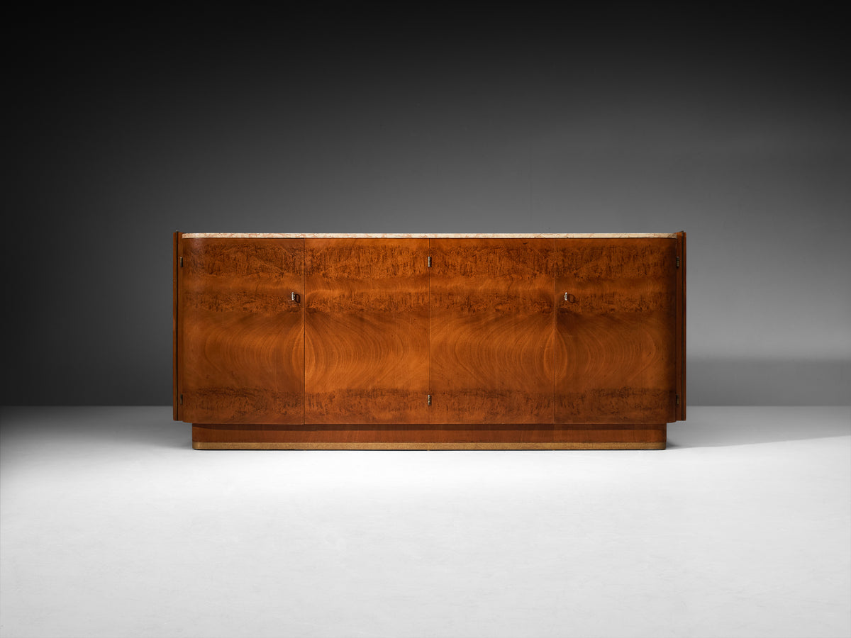 Art Deco Sideboard in Maple and Wood with Marble Top Case pieces and storage cabinets Morentz