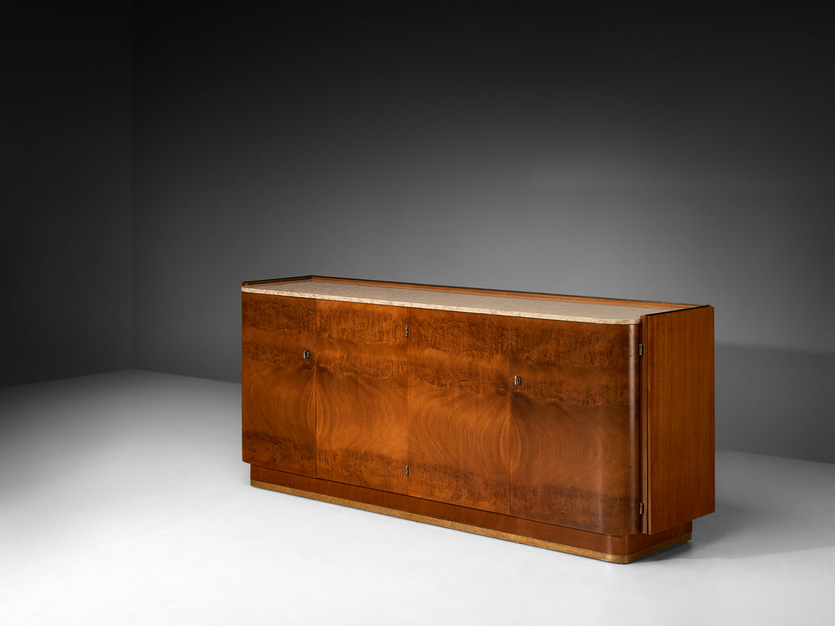 Art Deco Sideboard in Maple and Wood with Marble Top Case pieces and storage cabinets Morentz