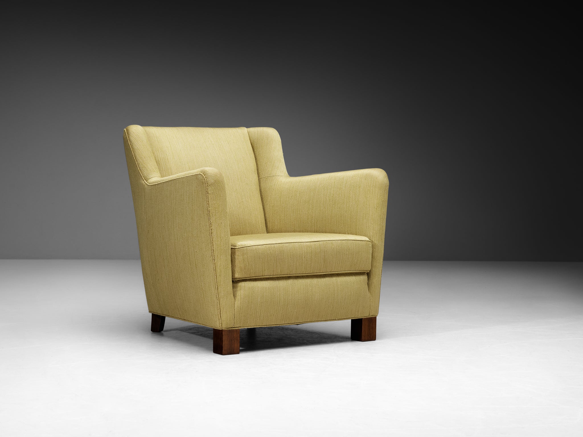 Mid-Century Modern Pair of Lounge Chairs in Muted Moss Green Velvet Seating Morentz