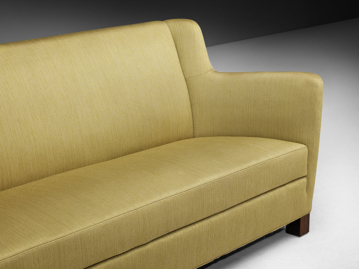 Mid-Century Modern Sofa in Muted Moss Green Fabric Seating Morentz