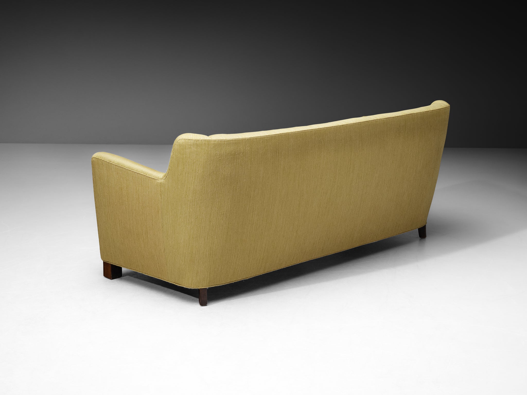 Mid-Century Modern Sofa in Muted Moss Green Fabric Seating Morentz