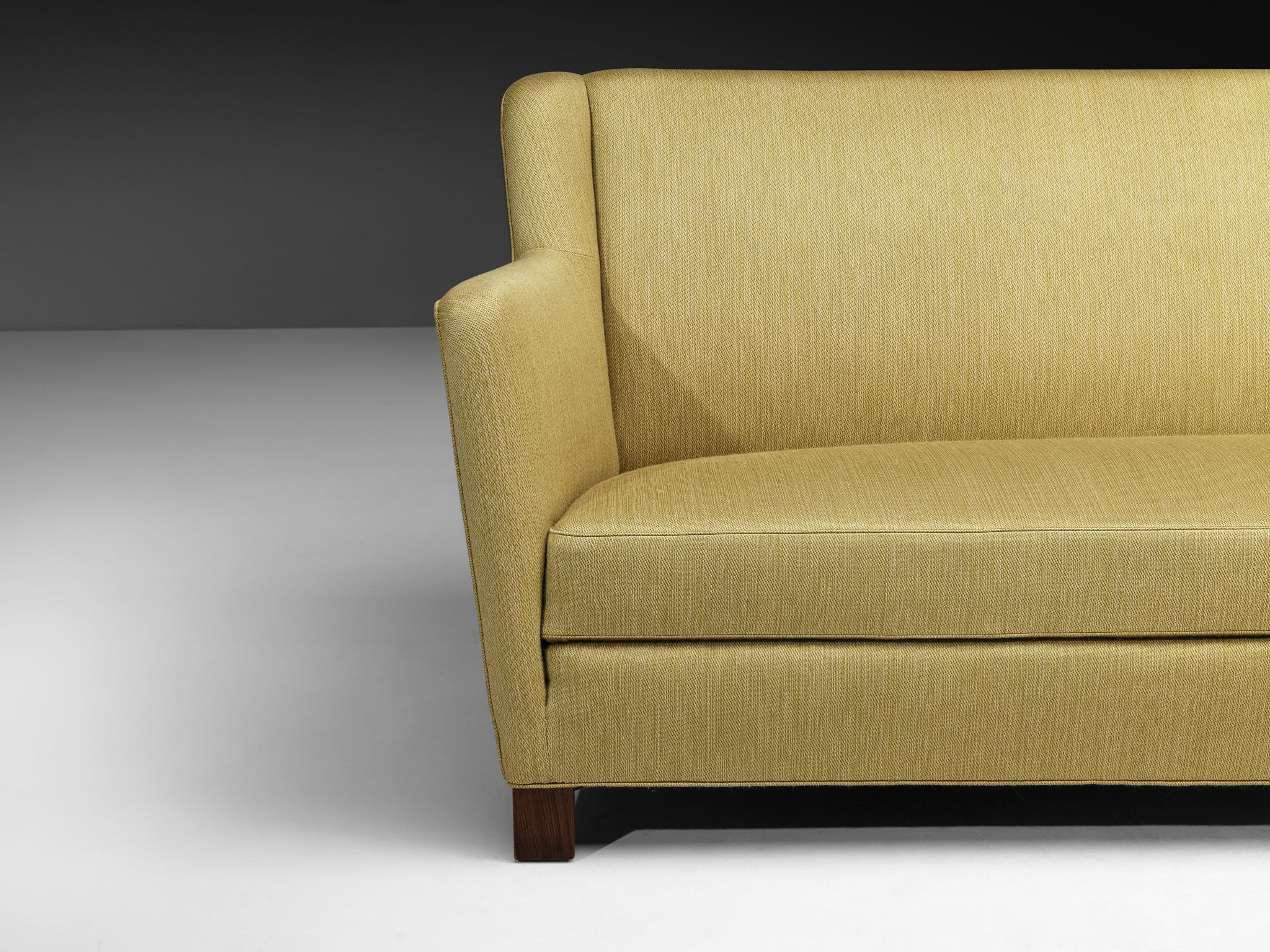 Mid-Century Modern Sofa in Muted Moss Green Fabric Seating Morentz