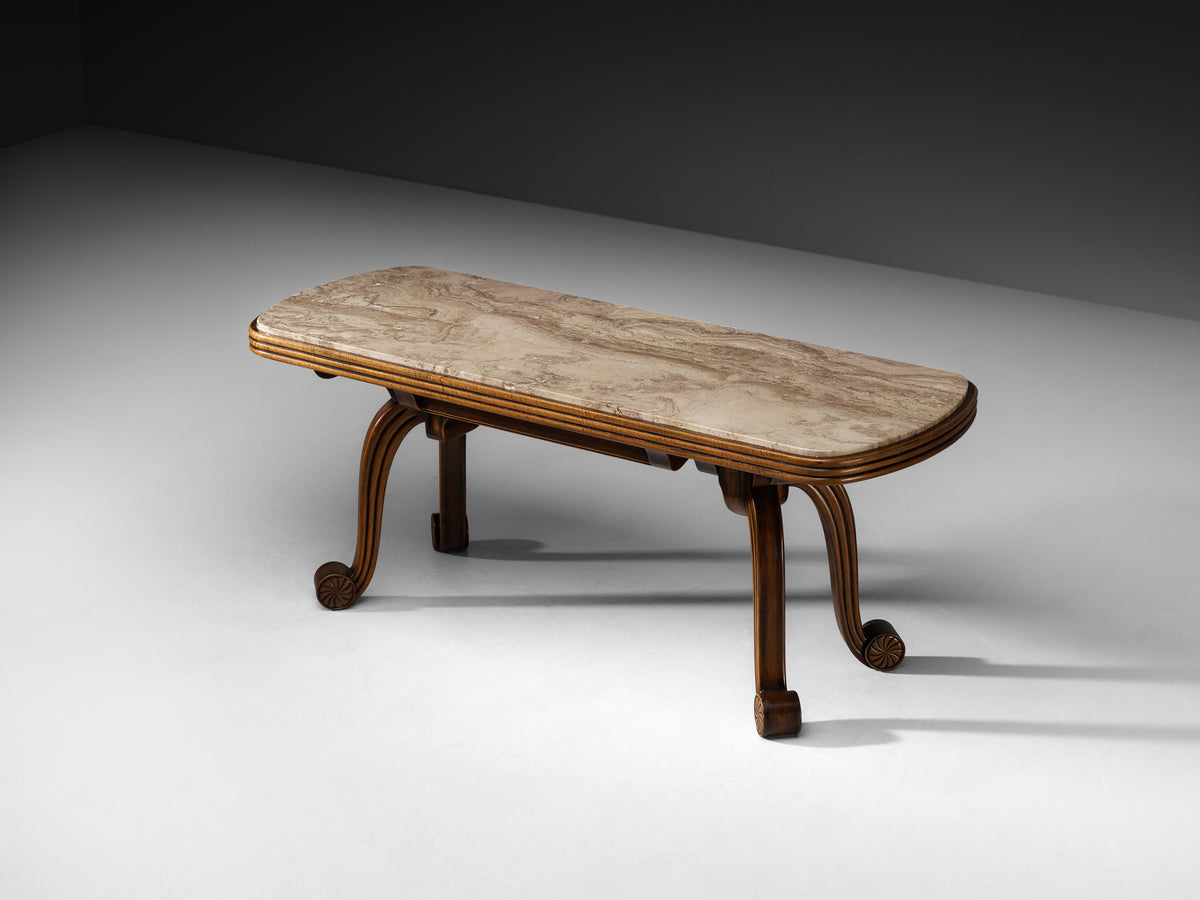 French Art Deco Console or Side Table with Stone Top Tables Morentz