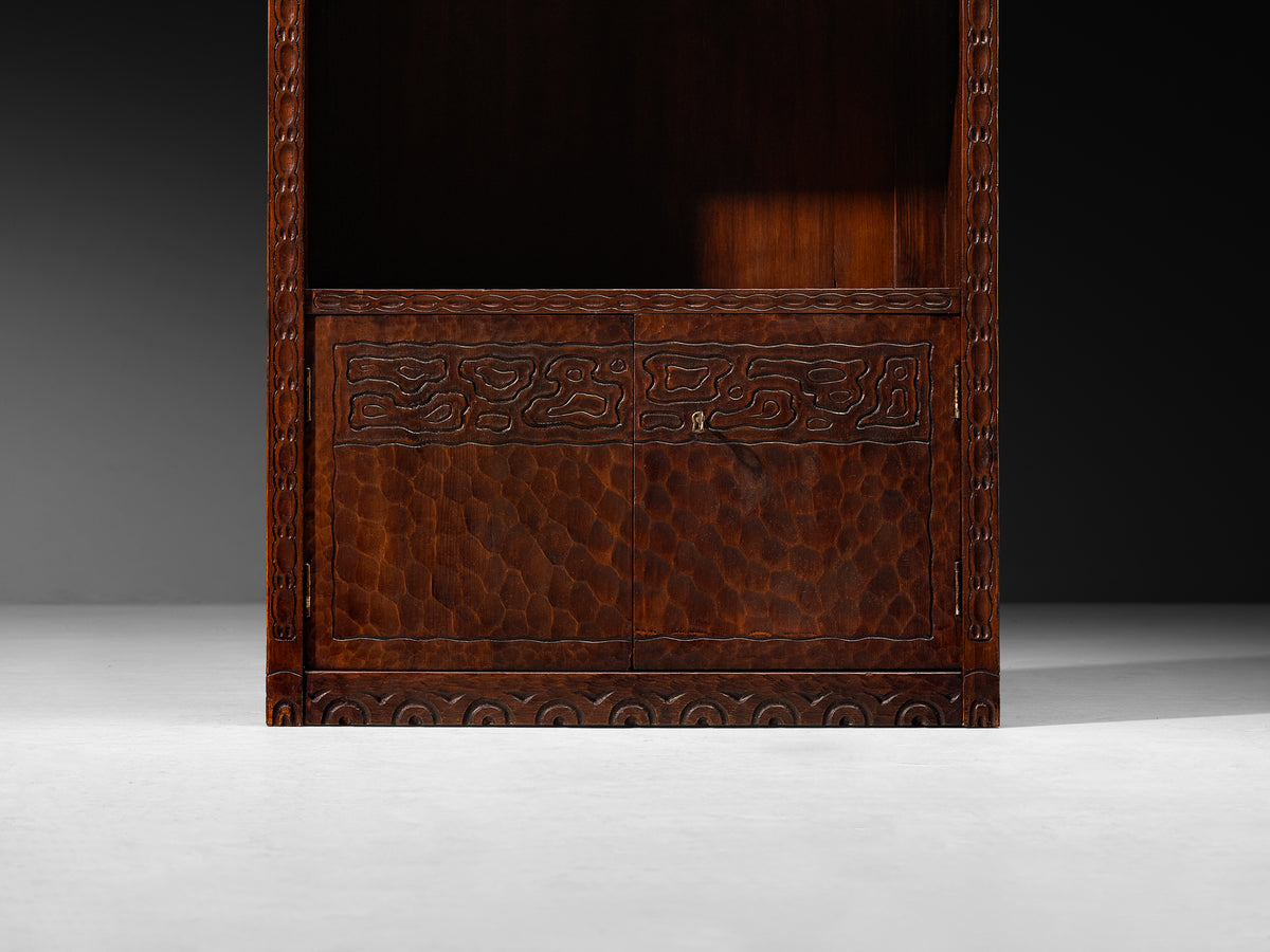 Otto Wretling Bookcase in Carved Pine Case pieces and storage cabinets Morentz