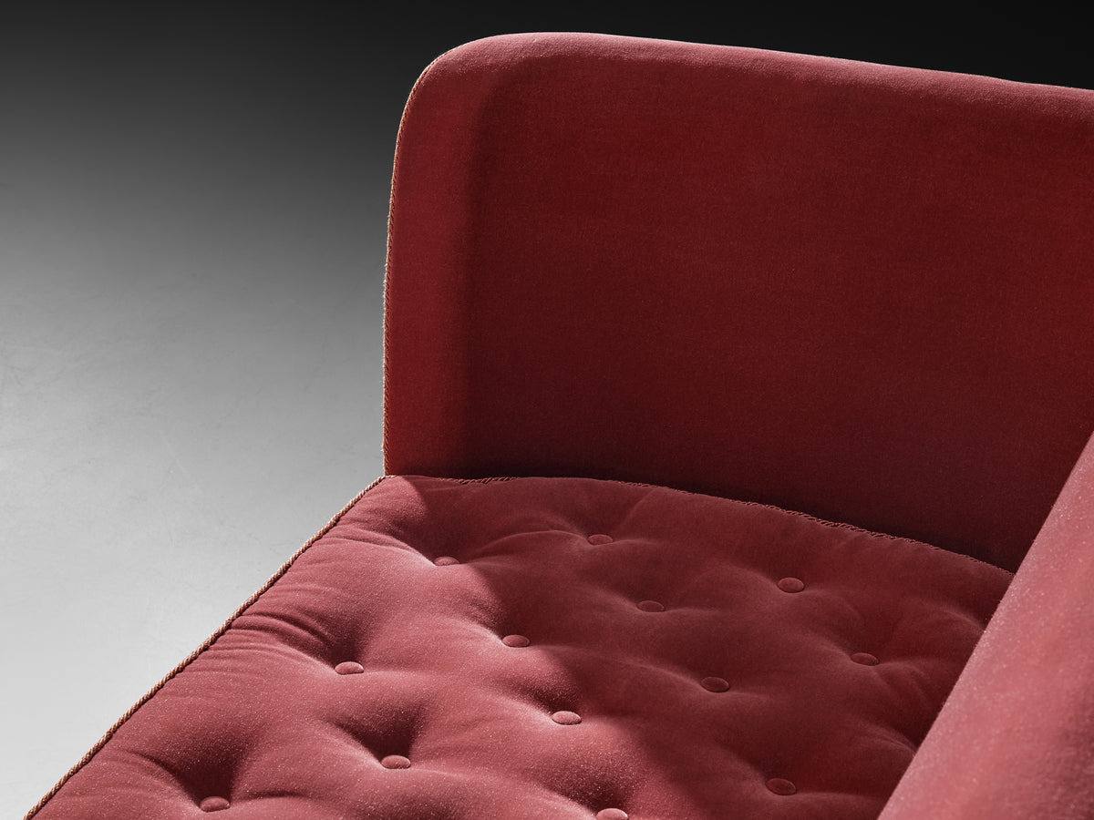 Erik Chambert Scandinavian Modern Sofa in Dusty Rose with Wooden Legs Seating Morentz