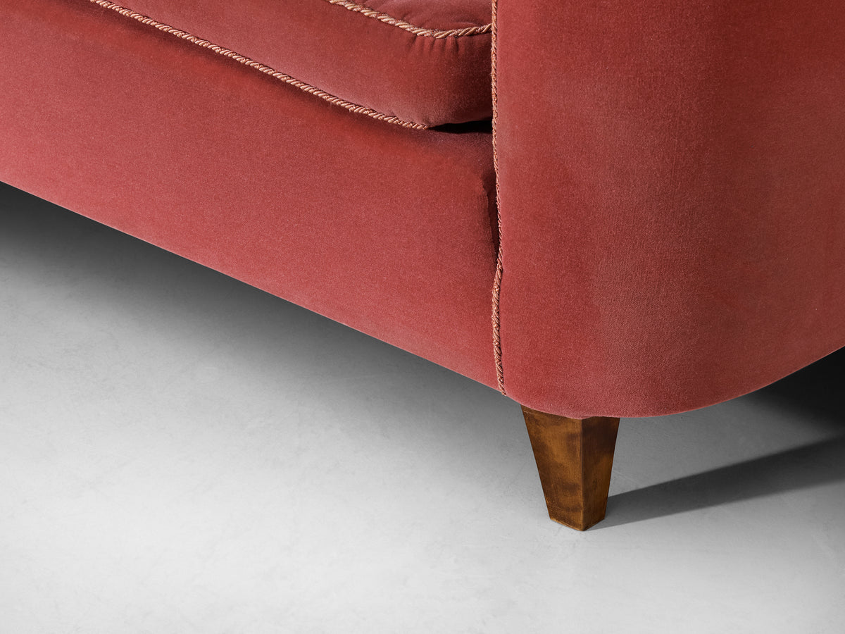 Erik Chambert Scandinavian Modern Sofa in Dusty Rose with Wooden Legs Seating Morentz