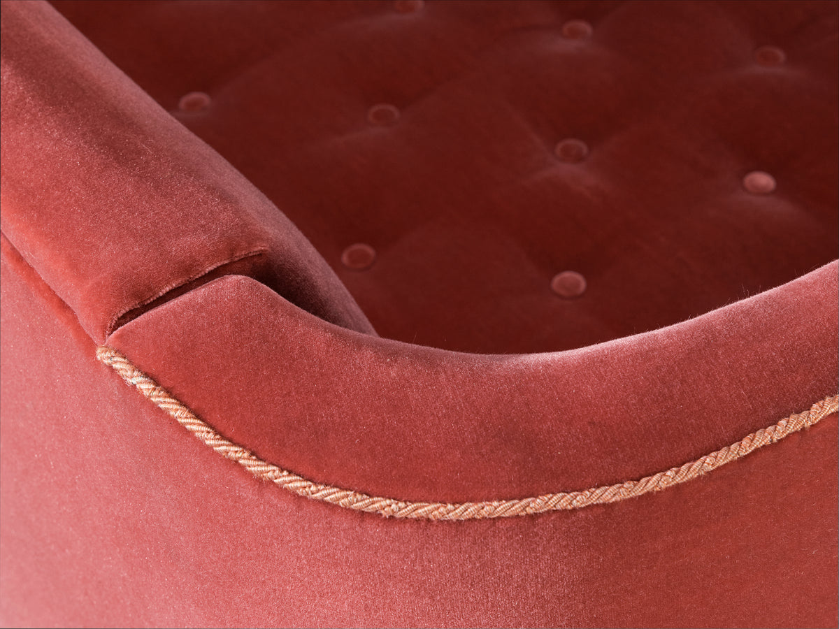 Erik Chambert Scandinavian Modern Sofa in Dusty Rose with Wooden Legs Seating Morentz