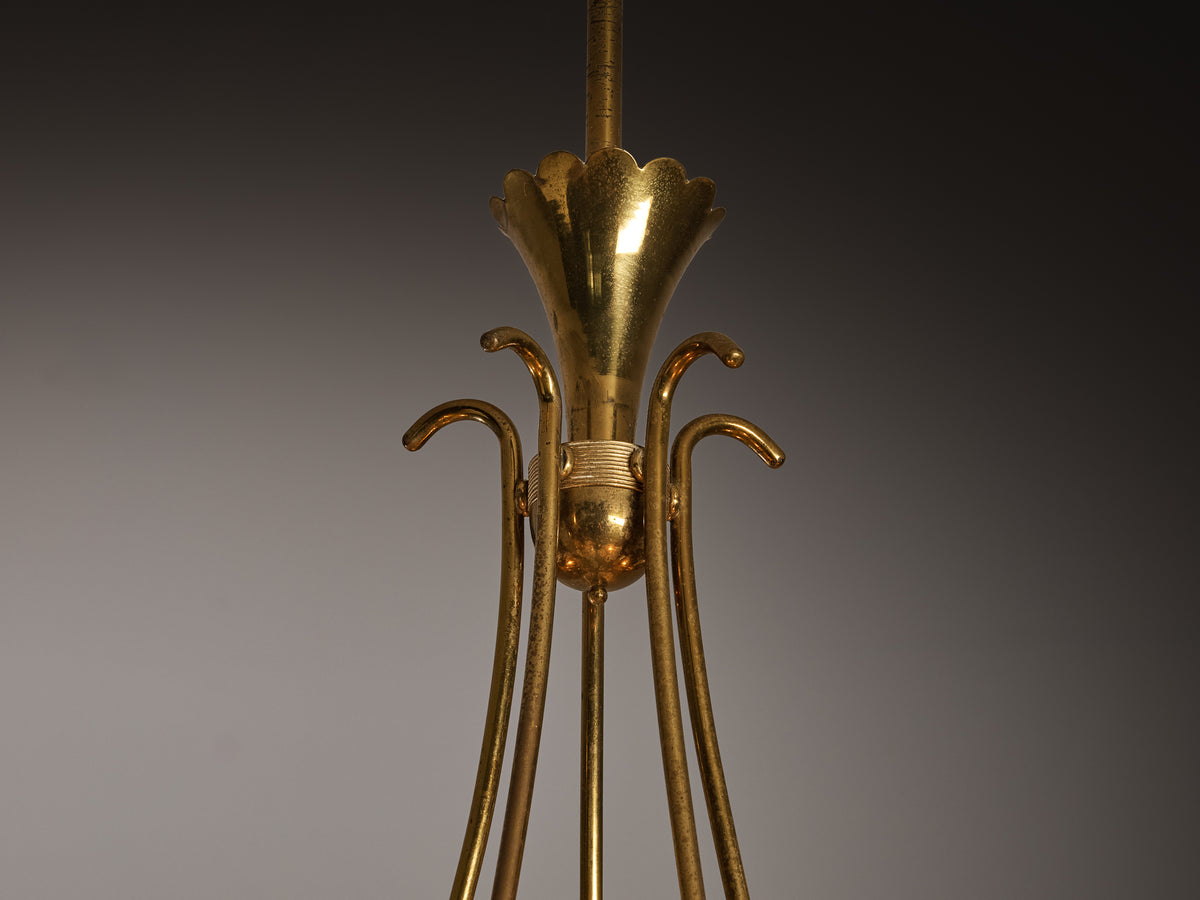 Italian Art Deco Chandelier in Crystal Glass and Brass Lighting Morentz
