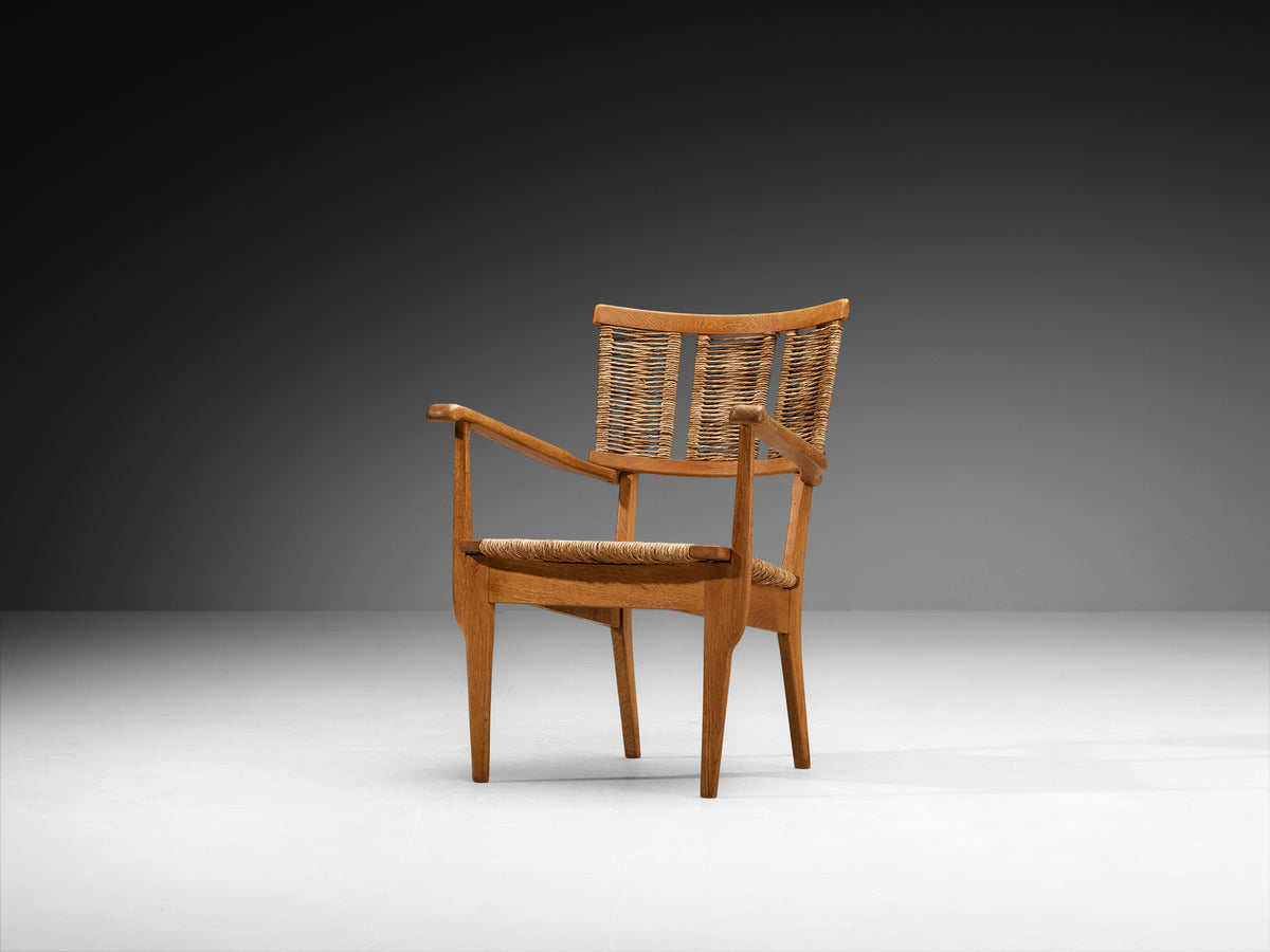Mart Stam for Pastoe Lounge Chair in Oak and Rush Seating Morentz