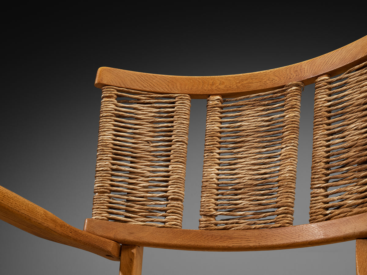 Mart Stam for Pastoe Lounge Chair in Oak and Rush Seating Morentz