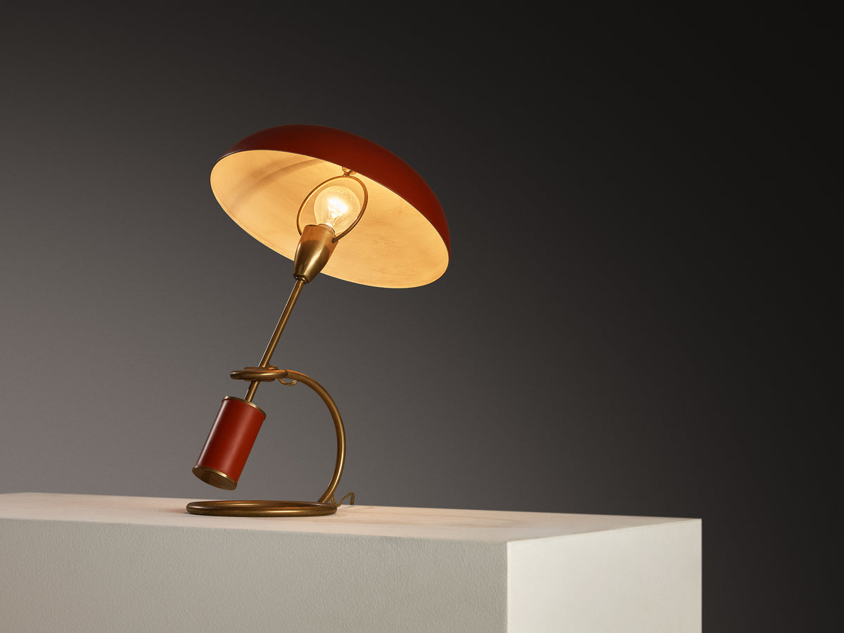 Angelo Lelii for Arredoluce Rare 'Scrittoio' Table Lamp in Brass Lighting Morentz