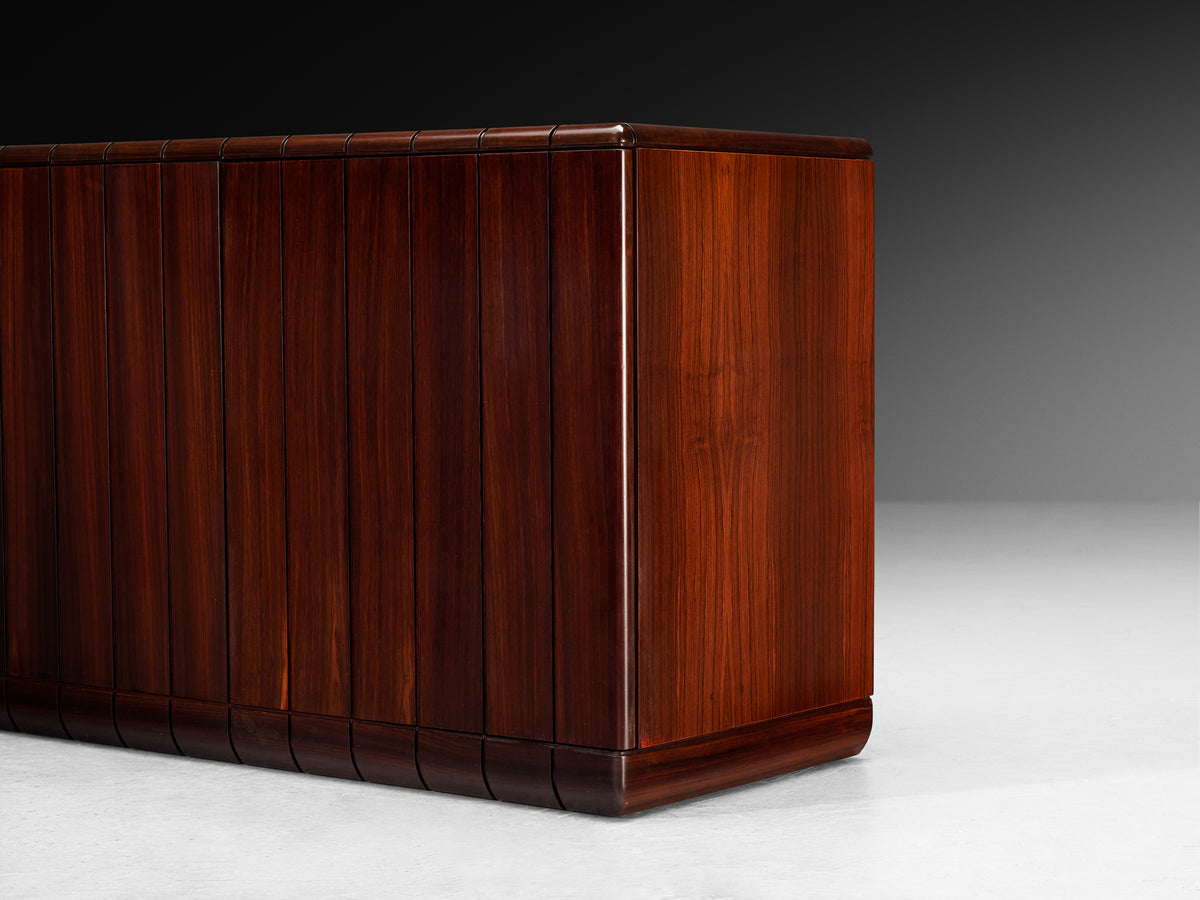 Luciano Frigerio Architectural Sideboard in Dark Padouk Wood Case pieces and storage cabinets Morentz