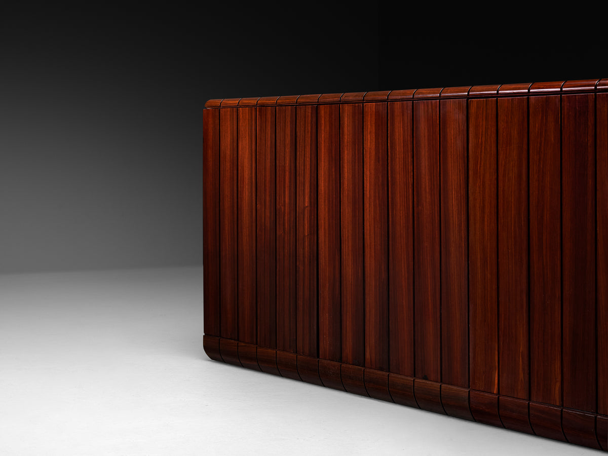 Luciano Frigerio Architectural Sideboard in Dark Padouk Wood Case pieces and storage cabinets Morentz