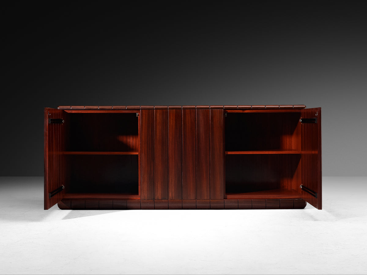Luciano Frigerio Architectural Sideboard in Dark Padouk Wood Case pieces and storage cabinets Morentz