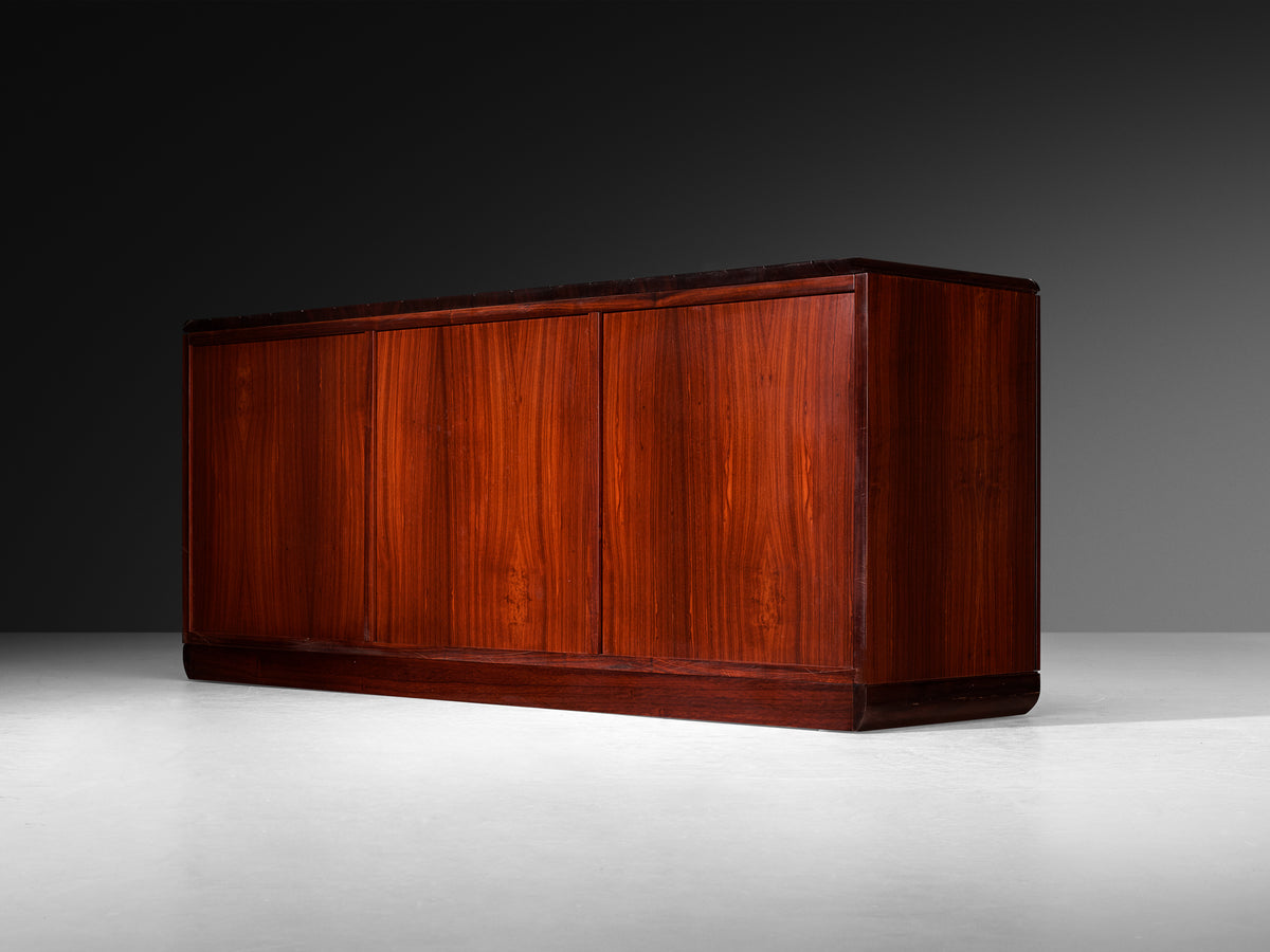 Luciano Frigerio Architectural Sideboard in Dark Padouk Wood Case pieces and storage cabinets Morentz