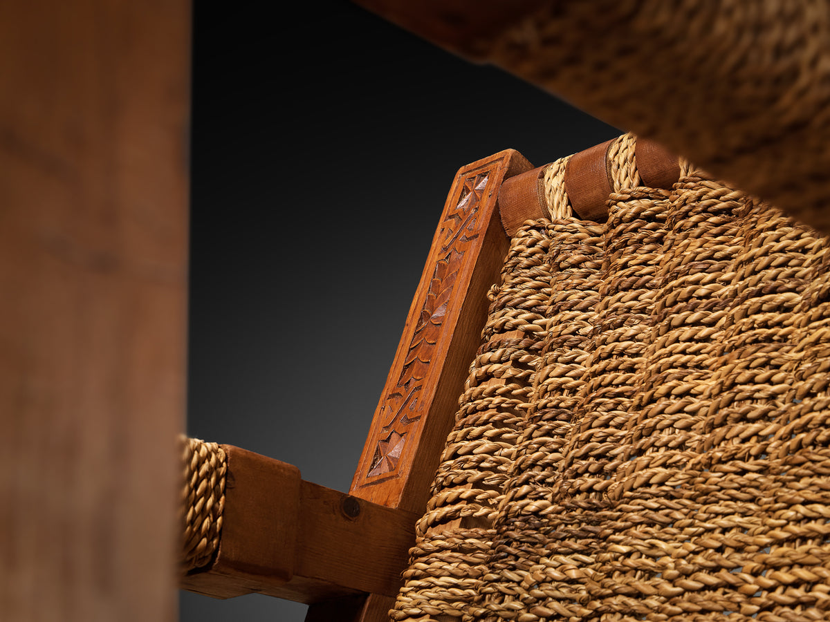 Francis Jourdain Lounge Chair with Straw Seat Seating Morentz