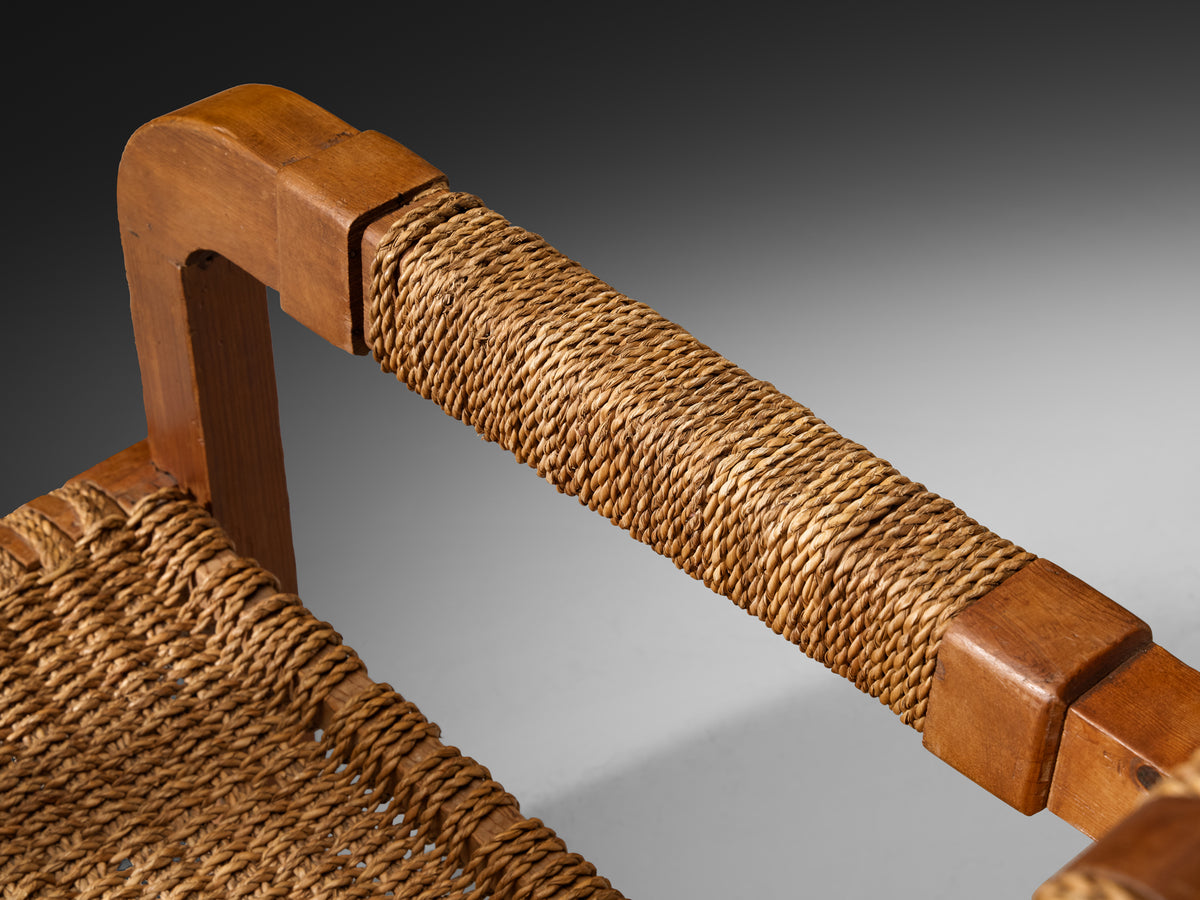 Francis Jourdain Lounge Chair with Straw Seat Seating Morentz