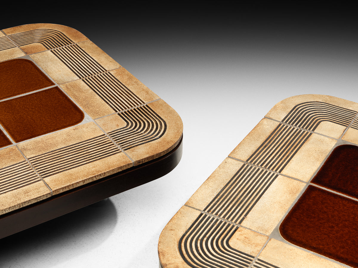 Roger Capron Pair of Coffee Tables 'Mambo' with Ceramic Tiles Tables Morentz