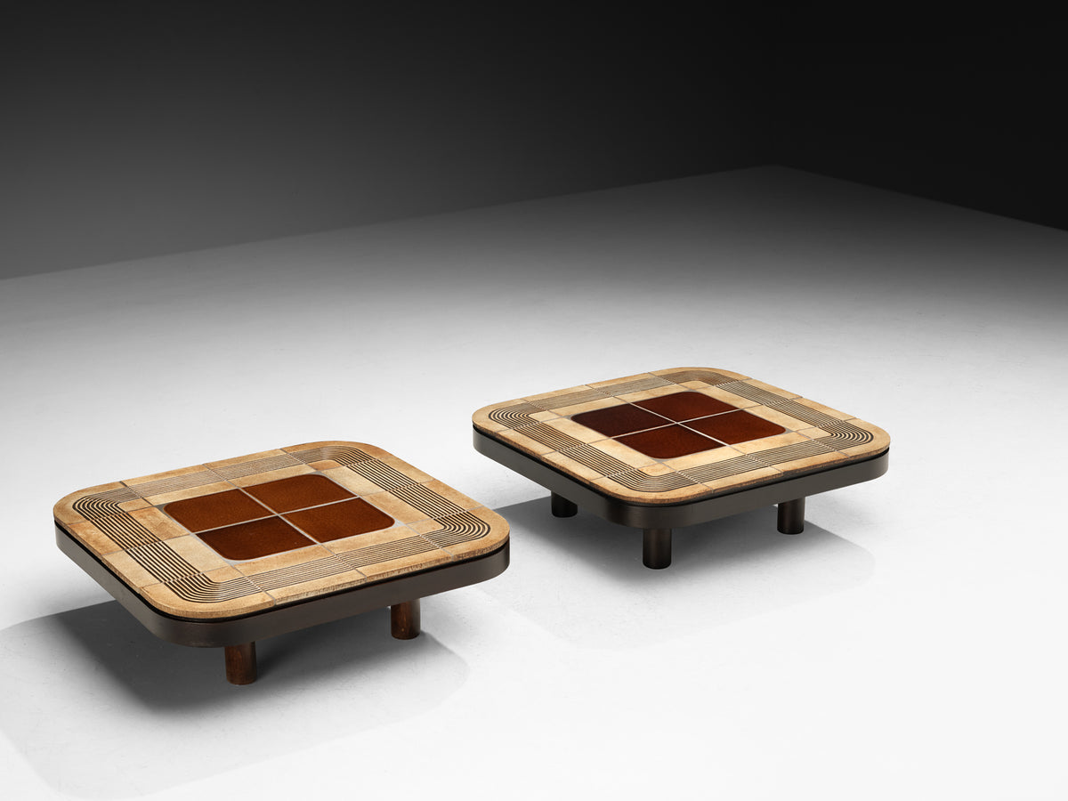 Roger Capron Pair of Coffee Tables 'Mambo' with Ceramic Tiles Tables Morentz